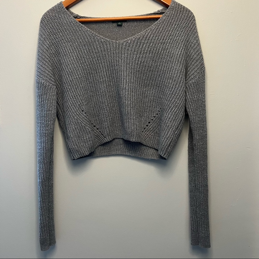 Wild Fable - gray crop top sweater, long sleeve